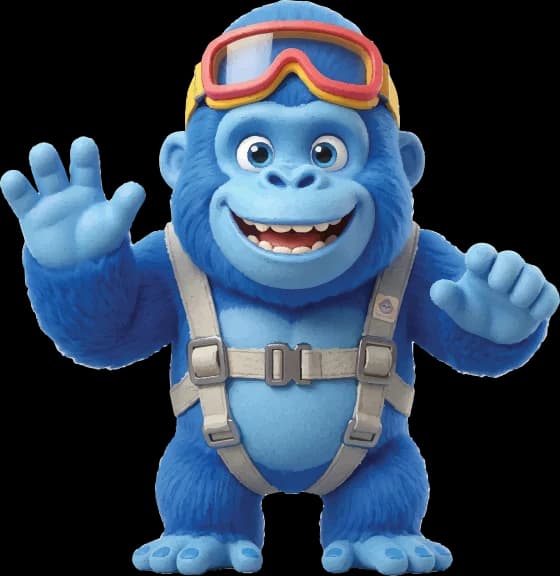 Keke, the blue skydiving gorilla